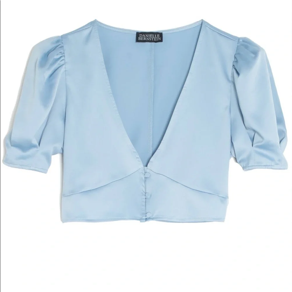 NWT Danielle Bernstein Puff Sleeve Crop Top - Picture 6 of 12